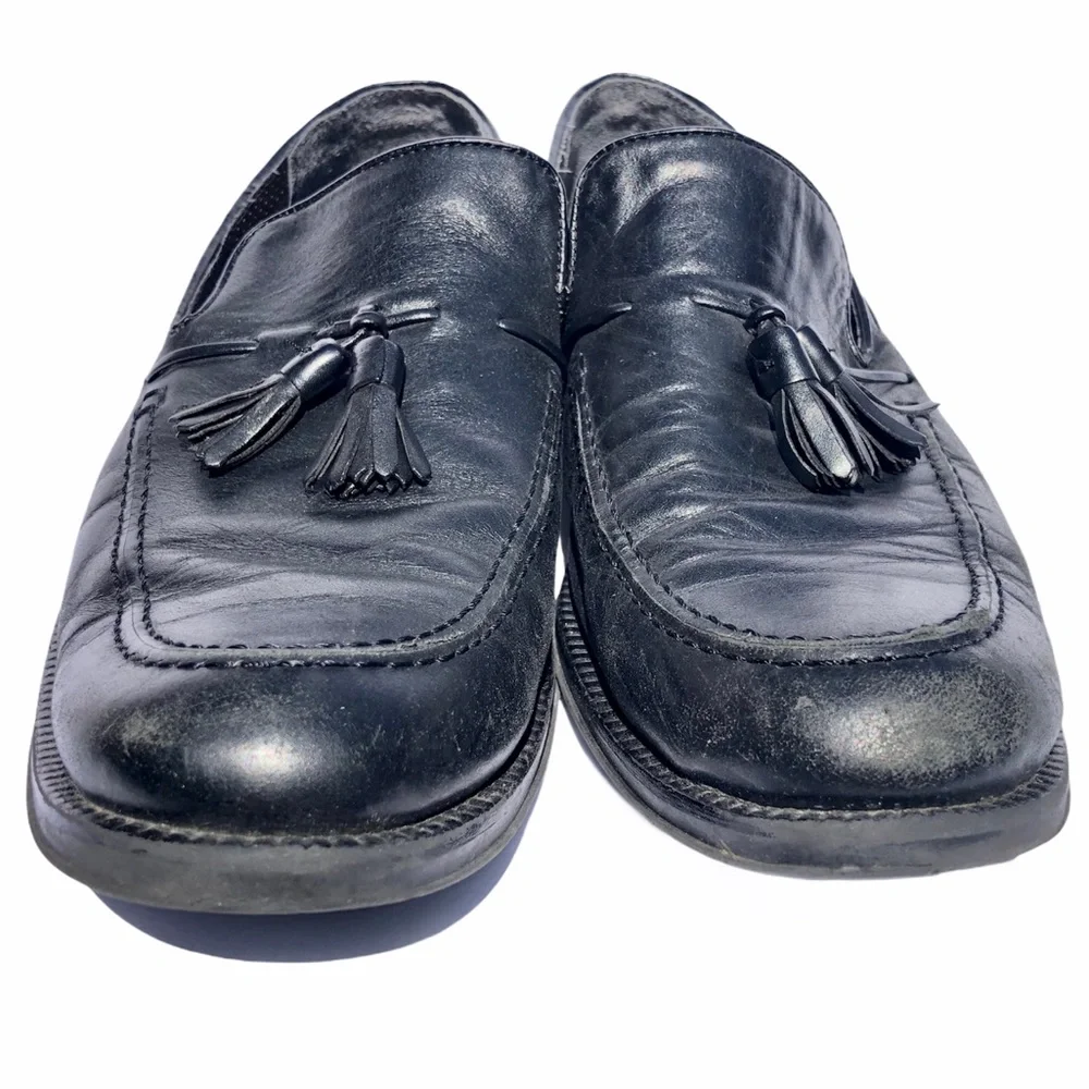 DOCKERS Men’s Black Leather Slip-On Tassel Loafers SZ-9.5M